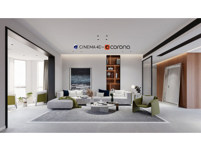 03 - Modern Livingroom Interior scene - C4D and Corona Render  3D model