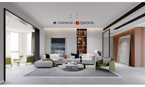 03 - Modern Livingroom Interior scene - C4D and Corona Render  3D model