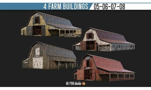 05-06-07-08 - Farm Buildings 4K PBR GameReady Low-poly 3D model