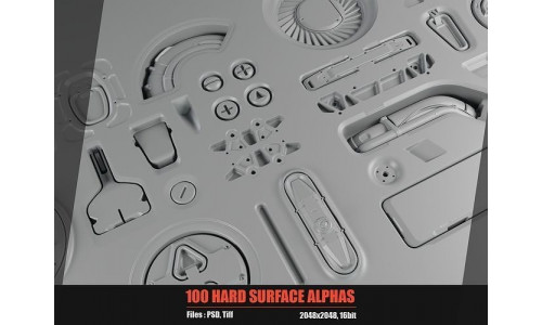 100 Hard Surface Alphas Sci-Fi Texture