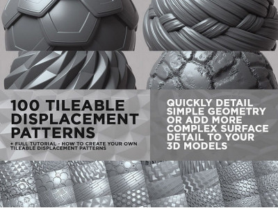 100 Tileable Displacement And Alpha Patterns - COMPLETE PACK Texture