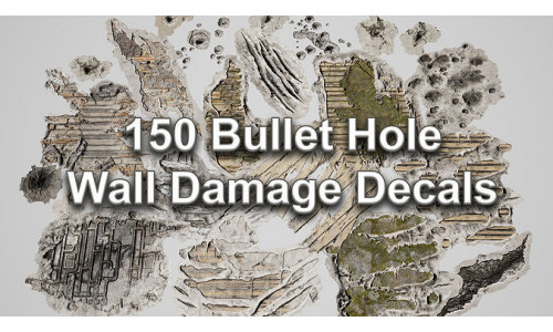 150 Bullet Hole Wall Damage Decals Texture