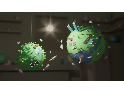 2 Cartoon Mini Planets Low-poly 3D model