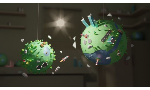2 Cartoon Mini Planets Low-poly 3D model