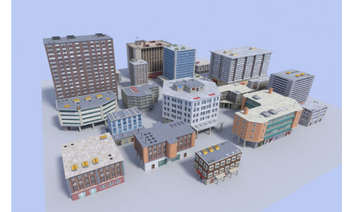 20 city building collection Low-poly 3D model