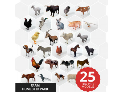 25 Farm - Domestic Animal Models Pack Low-poly 3D model