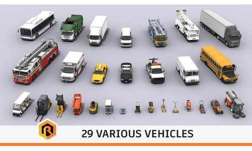 29 HQ Vehicles - Mega Collection Low-poly 3D model