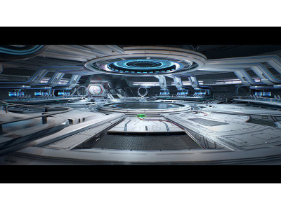 3D Sci Fi Hangar Interior  game ready  optimized for  camera Low-poly 3D model