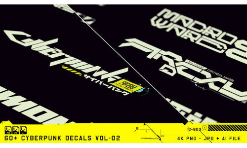 60 Cyberpunk Decals Vol-02 Texture