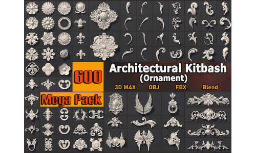 600 Architectural Kitbash 3d model MEGA Pack Low-poly 3D model