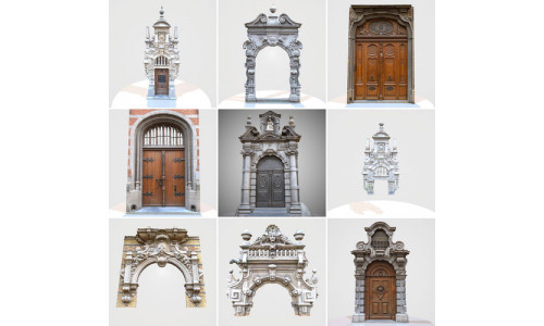 9 Luxury Architecture Entrance Door Collection Low-poly 3D model