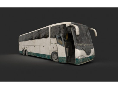 Abandoned coach bus Low-poly 3D model