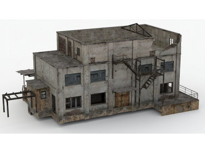 Abandoned Factory Building Low-poly 3D model