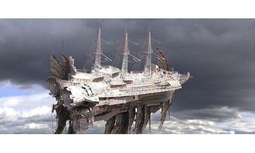 Airship Sci-Fi design White 3D model