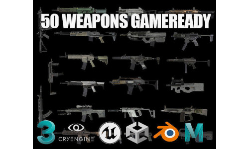 All Weapon Game Ready Pack With More Than 50 Guns Low-poly 3D model