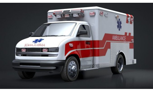 Ambulance Box Truck Rigged C4D Low-poly 3D model