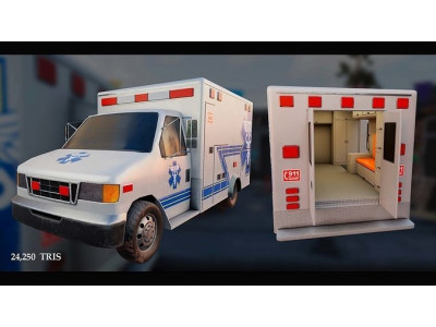 Ambulance Box Truck Rigged INTERIOR EXTERIOR Low-poly 3D model