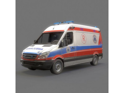 Ambulance Game Ready Low-poly 3D model