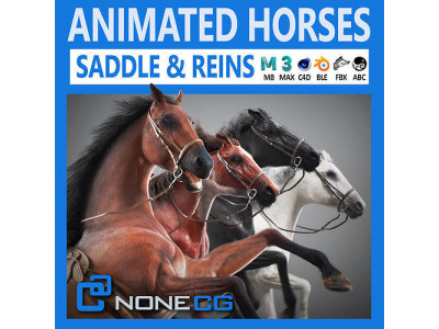 Animated Horses v4 3D model