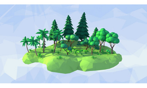 Animated Trees and Plants Low Poly Style Low-poly 3D model