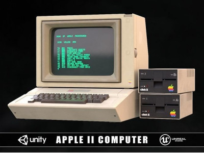 Apple 2 Computer Low-poly 3D model