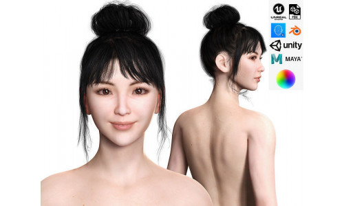 Asian Woman Perfect Base Shape Low-poly 3D model