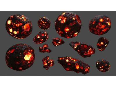 asteroid set Low-poly 3D model