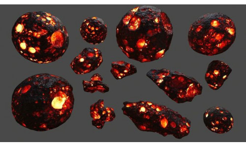 asteroid set Low-poly 3D model