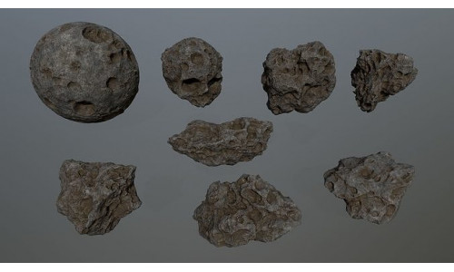 Asteroid Set Low-poly 3D model