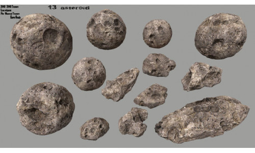 asteroid set Low-poly 3D model
