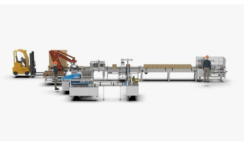 Automatic Loading and Unloading Labeling and Palletizing Line 3D model