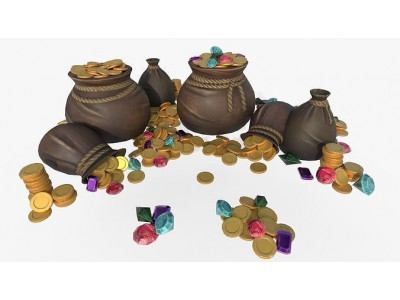 Bag of Coins Low-poly 3D model