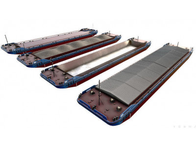 Barges 85x16 collection 02 Low-poly 3D model
