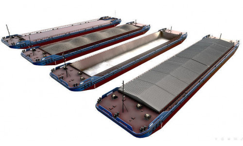 Barges 85x16 collection 02 Low-poly 3D model