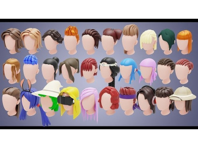 Base Haircuts 121-150 Low-poly 3D model