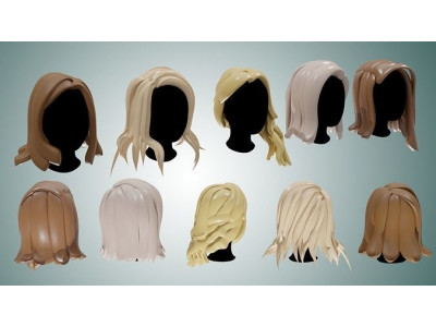 Base Haircuts 6-10 Low-poly 3D model