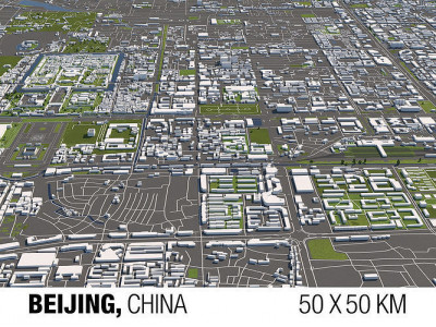Beijing 50x50km City Map Model 3D model