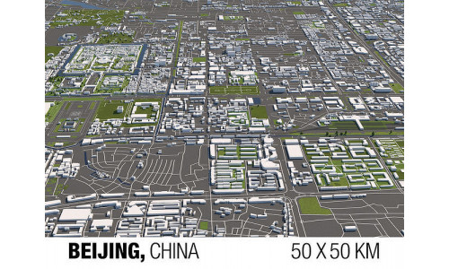 Beijing 50x50km City Map Model 3D model