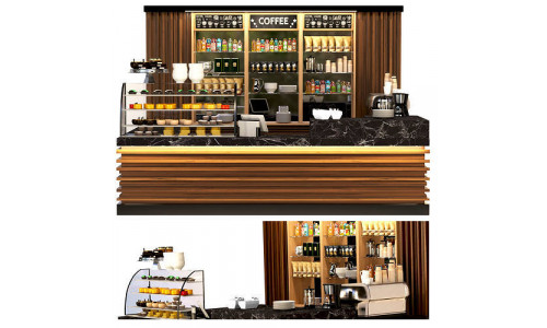 Big coffee point with sweets 3D model