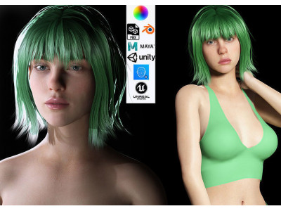 Billie Eilish game ready naked and clothed Low-poly 3D model