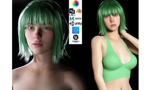 Billie Eilish game ready naked and clothed Low-poly 3D model
