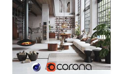 Boho Design Interior Scene for Cinema 4D and Corona Renderer 3D model