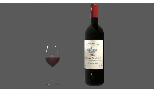 Bottle of Bordeaux Wine High Poly 3D model
