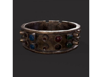 Brass Jeweled Ring  Low-poly 3D model