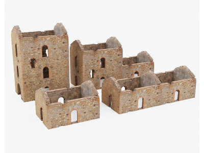 Brick Stone House Ruins Set PBR Scan Low-poly 3D model