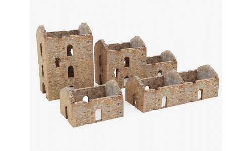 Brick Stone House Ruins Set PBR Scan Low-poly 3D model