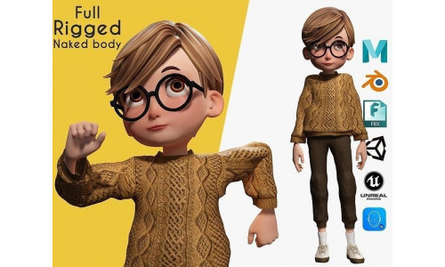 Brother Cartoon man Rigged 3D model Real Time male 3D toon Low-poly 3D model