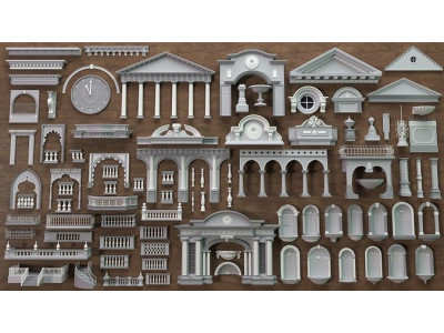 Building Facade Collection 7 - 88 pieces 3D model