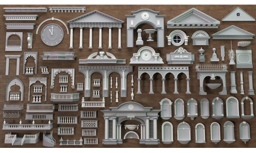 Building Facade Collection 7 - 88 pieces 3D model