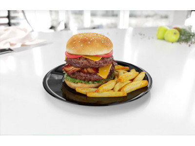 Burger with french fries 3D model
